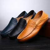 Vipkoala New Fashion Leather Men Shoes Casual Flat Men Shoes Breathable Loafers Men Genuine Leather Moccasins Comfortable Plus Size 38-46