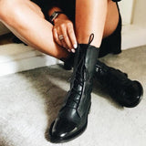 Vipkoala Patent Leather Women Boots British Style Flat Boots Black Pointed Toe Boots Handsome Motorcycle Boots Women's Boots Big Size 43