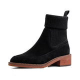 Vipkoala Winter Autumn Ankle Boots for Ladies Size 34-39 Knitting Sock Boots Women Square Toe Black Brown Booties Slip Ons Shoes New