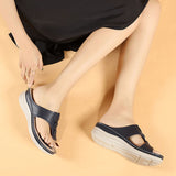 Vipkoala Summer Shoes Women Flip Flops Slippers Fashion Women Wedges Shoes Summer Beach Slippers Plus Size 42 Black Blue