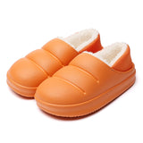 Vipkoala Winter Women Fur Slippers Waterproof Warm Plush Household Slides Indoor Home Thick Sole Footwear Non-Slip Solid Couple Sandals