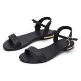 Vipkoala Bohemian Summer Shoes Women Sandals Solid Leather Soft Rubber Sole Basic Buckle Strap Size 34-43 Women's Sandales Femmes