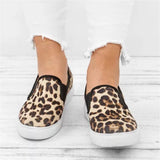 Vipkoala Leopard Print Casual Canvas Shoes Spring Comfortable Ladies Slip On Loafers 35-43 Large-Sized Outdoor Female Sneakers