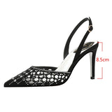 Vipkoala Women Pumps Pointy Toe Rhinestone Crystal High Heels Shoes Slip on Women Wedding Pumps Sandal Ladies Sexy Party Wedding Shoes