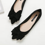 Vipkoala Large Size Spring Bow Flats Shoes Woman Butterfly-Knot Ballets OL Office Shoes Pointed Toe Shallow Slip On Foldable Ballerina