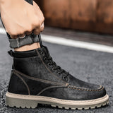 Vipkoala Men High Quality Leather Boots Male Spring Casual Motorcycle Ankle Botas Hombre Men Lace-Up Basic Boots Man Fashion Men Boots