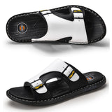 Vipkoala Men's Summer Sandals Original Leather Comfortable Slip-on Casual Sandals Fashion Men Slippers Zapatillas Hombre Size 38-47