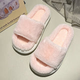 Vipkoala Women Faux Fur Pillow Slippers Lovers Winter Home Floor Shoes Open Toe Female Male Indoor Platform Slipper Ladies Fashion Slides