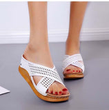 Vipkoala New Retro Women Sandals Shoes Casual Woman Heels Sandals For Wedges Heels Gladiator Sandalen Dames Plus Size Chaussure Femme