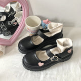 Vipkoala Women Pumps Mary Jane Pink Heart Platform Ladies Sandals Female Round Toe Vintage Girl Daily Lovely Loli Shoes Zapatillas Mujer