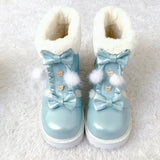 Vipkoala Winter kawaii girl sweet lolita boots vintage round head plus cashmere warm women shoes cute bowknot kawaii snow boots loli