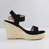 Vipkoala Summer Platform Sandals Women Wedges Ladies Hemp Shoes Ladies Candy Color Casual Girls Slip on Strap Cross Plus Size