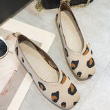 Vipkoala Leopard Square Toe Shallow Loafers Women Fashion Ballet Flats Walk Shoes Breathable Female Slip-On Boat Shoes