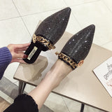 Vipkoala Women Mules Luxury Flats Fashion Loafers Designer Shoes Summer Slippers Pointed Toe Slides Slip on Wedding Casual Ladies Sandals