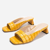 Vipkoala New Mules Ladies Shoes Low Heels Fashion Unique Print Leather Summer Slippers Outdoor Peep Toe Designer Sandals