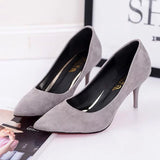 Vipkoala High Heels Woman Shoes Plus Size OL Office Lady Shoes Faux Suede Pointed Toe Dress Shoes Basic Pumps Women Boat zapatos mujer