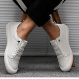 Vipkoala Men Sneakers New Genuine Leather Shoes Casual Male Footwear Fashion Brand White Shoes Mens Cow Leather Sneakers White ShoesAdult