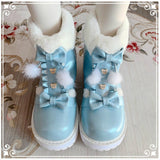 Vipkoala Winter kawaii girl sweet lolita boots vintage round head plus cashmere warm women shoes cute bowknot kawaii snow boots loli