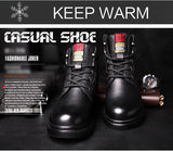 Men Winter Shoes Warm Comfortable Fashion Genuine Leather Snow Boots Waterproof Boots Wool Short Plush Warm Boots Large Size 48 Mens Boots Fashion