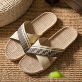 Vipkoala men slippers Summer Slippers Home Couple Indoor Slippers Linen Cross Daily Slippers zapatillas casa hombre