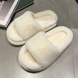 Vipkoala Women Faux Fur Pillow Slippers Lovers Winter Home Floor Shoes Open Toe Female Male Indoor Platform Slipper Ladies Fashion Slides