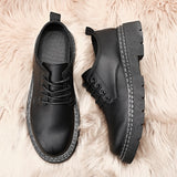 Vipkoala Men Luxury Designer Low Top Comfortable Casual Leather Ankle Boots Flat Work Shoes British Style Leather Shoes for Men