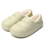 Vipkoala Winter Women Fur Slippers Waterproof Warm Plush Household Slides Indoor Home Thick Sole Footwear Non-Slip Solid Couple Sandals