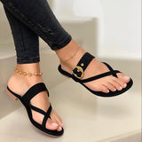 Vipkoala Sandals for Women Metal Decoration Summer Flip Flops Clip Toe Ladies Sandals Casual Flat Summer Shoes Outdoor Beach Footwear