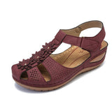 Vipkoala Sandals Summer Women Wedge Flower Vintage Closed Toe Shoes Adjustable Hook Loop Wedges Women Hole Shoes Casual Platform Sandals
