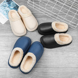 Vipkoala Home Slippers for Men Winter Furry Short Plush Man Slippers Non Slip Bedroom Slippers Couple Soft Indoor Shoes Male Home Cotton