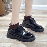 Vipkoala Platform japanned leather&matte lace-up oxfords shoes women british daisy low-top sneakers creepers round toe daddy shoes woman