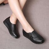 Vipkoala Fashion Soft Leather Round Head Women Casual Flats Ladies Side Zipper Flat Oxford Shoes New Single Non-slip Warm Slope Heel