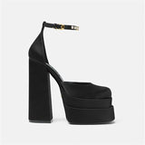 Vipkoala Summer Dress Wedding Women Sandals Sexy Thick Bottom High Heel Platform Women Pumps Buckle Red And Yellow Party Sandalias Mujer  New Year Party