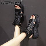 Vipkoala Woman Summer Sandals Fish Mouth Thick Heel High-heeled Roman Shoes Fashion Thick Versatile Shoes Leather Gladiator Sandals