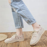 Vipkoala Summer Comfortable Loafers Women's Retro Mesh Breathable Flat Casual Shoes 35-40 Hollow Embroidery Lace Up Female Sneakers Trendy Summer Fits