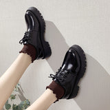 Vipkoala Platform japanned leather&matte lace-up oxfords shoes women british daisy low-top sneakers creepers round toe daddy shoes woman