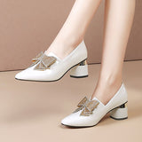 Women Patent Leather Dress Shoes High Heels White Wedding Shoes Bridal Bling Bow Pumps Slip on Ladies Shoes Spring Autumn