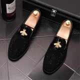 Vipkoala Fashion Trend Slip On Men's Casual Loafers Luxury Rhinestone Lazy Male Wedding Dress Shoes Moccasins Valentines Day