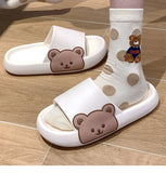 Vipkoala Women Men Summer Slippers Sandals Beach Slides Flip Flops Cartoon Bear Thick Soled Boys Girls Unisex Bathroom Shoes Zapatillas