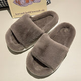 Vipkoala Women Faux Fur Pillow Slippers Lovers Winter Home Floor Shoes Open Toe Female Male Indoor Platform Slipper Ladies Fashion Slides