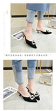 Vipkoala Square Buckle Slipper Women Shoes Woman Summer New Thin High Heels Pointed Toe Slippers Slides Sexy Ladies Shoes Valentines Day