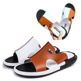 Vipkoala Men's Summer Sandals Original Leather Comfortable Slip-on Casual Sandals Fashion Men Slippers Zapatillas Hombre Size 38-47