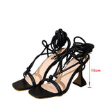 Vipkoala Summer Women Sandals Ankle Strap Ladies Thin High Heels Party Dress Shoes Female Fashion Sexy Sandal Woman Square Toe Shoe