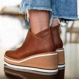 Vipkoala Women's Autumn Boots Round Toe Comfortable Platform Shoes Non-Slip Casual Lady Ankle Boots Side Zip Retro Female Mujer Zapatos