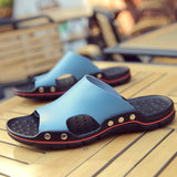 Vipkoala Genuine Cow Leather Slippers Couple Outdoor Non-slip Men Women Home Fashion Casual Single Shoes PVC Soft Soles Spring Summer