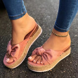 Vipkoala Slippers Women Summer Sandals Mid Heels Sandals Plus Size Wedges Shoes Woman Bowties Slippers Sandalias Mujer Sapato Feminino