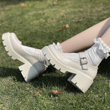 Vipkoala Women Shoes Japanese Style Lolita Shoes Women Vintage Soft High Heel Platform shoes College Student Mary Jane shoes white