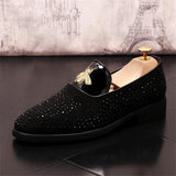 Vipkoala Fashion Trend Slip On Men's Casual Loafers Luxury Rhinestone Lazy Male Wedding Dress Shoes Moccasins Valentines Day