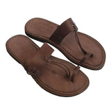 Vipkoala Sandals Men Women New Summer Brown Clip Toe Retro Couple Sandals Travel Beach Slip On Flats Shoes Male Casual Sandals