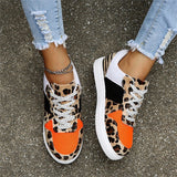 Vipkoala Autumn Sneakers Women New Ladies Leopard Print Lace Up Comfy Casual Shoes 35-43 Big Size Female Walking Sport Flats